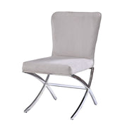 Daire - Side Chair (Set of 2) - Light Gray Velvet & Chrome - R&R Furniture Gallery (Fountain Valley, CA)