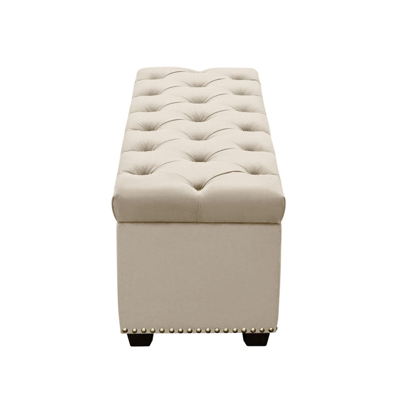Majestic Tufted Velvet Lift-Top Storage Trunk w/ Nail Head Accent by Diamond Sofa - Tan Velvet