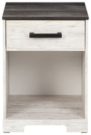 Shawburn - One Drawer Night Stand - Open Cubby - White / Black / Gray - R&R Furniture Gallery (Fountain Valley, CA)