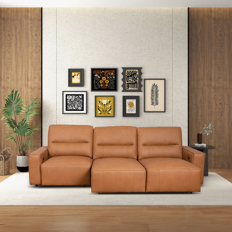 Grant - Triple Power Convertible Sofa - Cognac - R&R Furniture Gallery (Fountain Valley, CA)