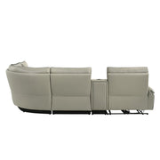 Jayke - Power Motion Sectional Sofa - Light Gray Top Grain Leather Match - R&R Furniture Gallery (Fountain Valley, CA)