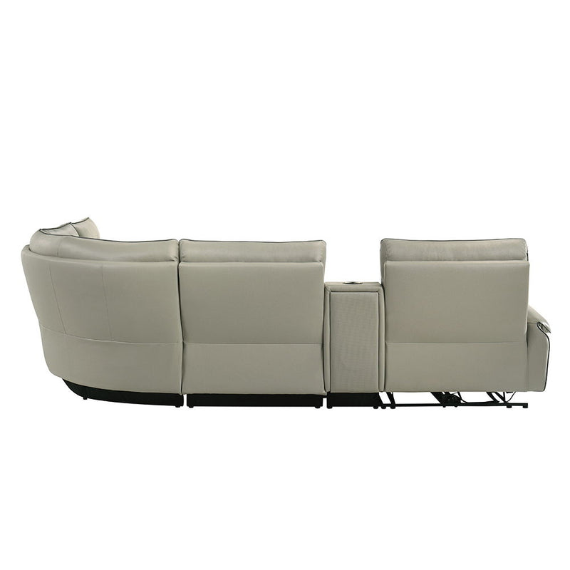 Jayke - Power Motion Sectional Sofa - Light Gray Top Grain Leather Match - R&R Furniture Gallery (Fountain Valley, CA)