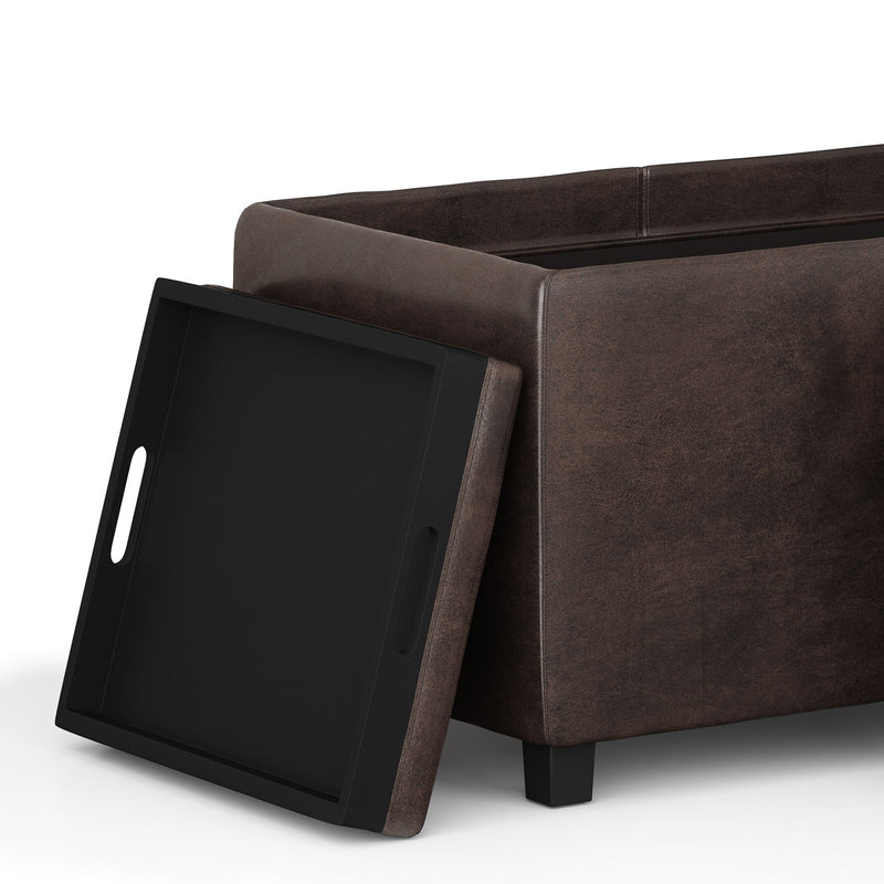 Avalon - Storage Ottoman - Distressed Brown - R&R Furniture Gallery (Fountain Valley, CA)