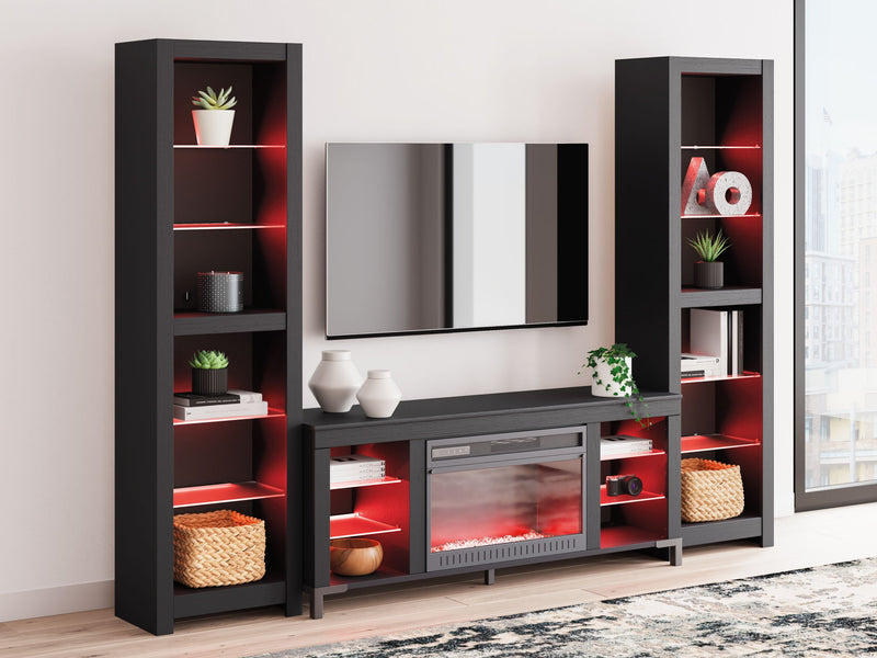 Cayberry - 3-Piece Entertainment Center With Electric Fireplace - Black - R&R Furniture Gallery (Fountain Valley, CA)