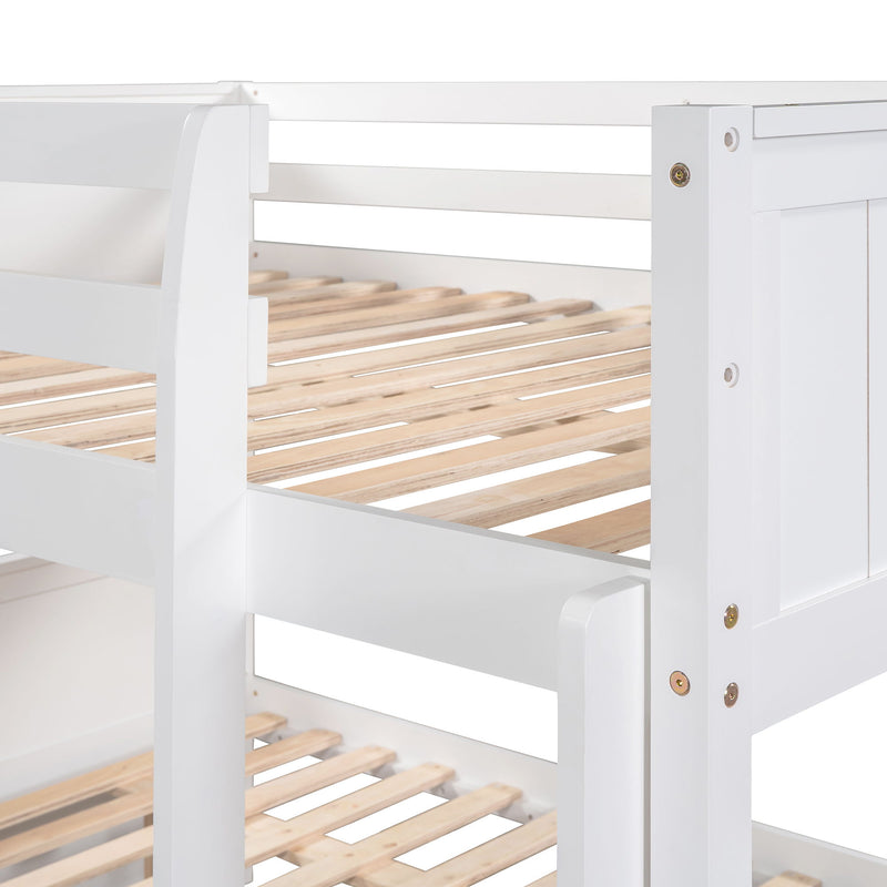 DreamHaus bunk bed with twin size trundle, featuring sturdy wood frame and space-saving design for kids' bedroom.
