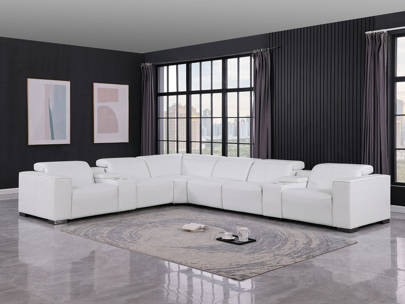 1208 - 8 Piece L Shaped Leather Sectional With 3 Power Recliners & Power Headrests - R&R Furniture Gallery (Fountain Valley, CA)