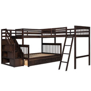 Solid L Shaped Bunk Bed With 3 Drawers, Ladder And Staircase - R&R Furniture Gallery (Fountain Valley, CA)
