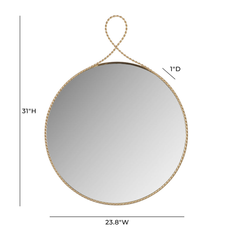 Ravina - Round Wall Mirror - Braided Brass - R&R Furniture Gallery (Fountain Valley, CA)