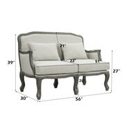 Tania - Loveseat With 2 Pillows - Cream Linen & Gray - R&R Furniture Gallery (Fountain Valley, CA)