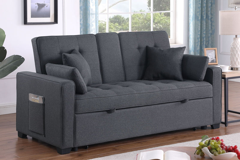 Cody II - Convertible Sleeper Loveseat With Cup Holder, Charging Ports and Pocket - Dark Gray - R&R Furniture Gallery (Fountain Valley, CA)