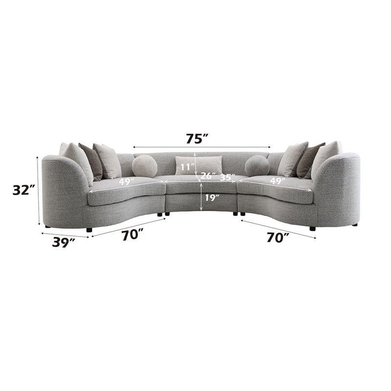 Ivria - Sectional Sofa With 9 Pillows - Gray Boucle - R&R Furniture Gallery (Fountain Valley, CA)