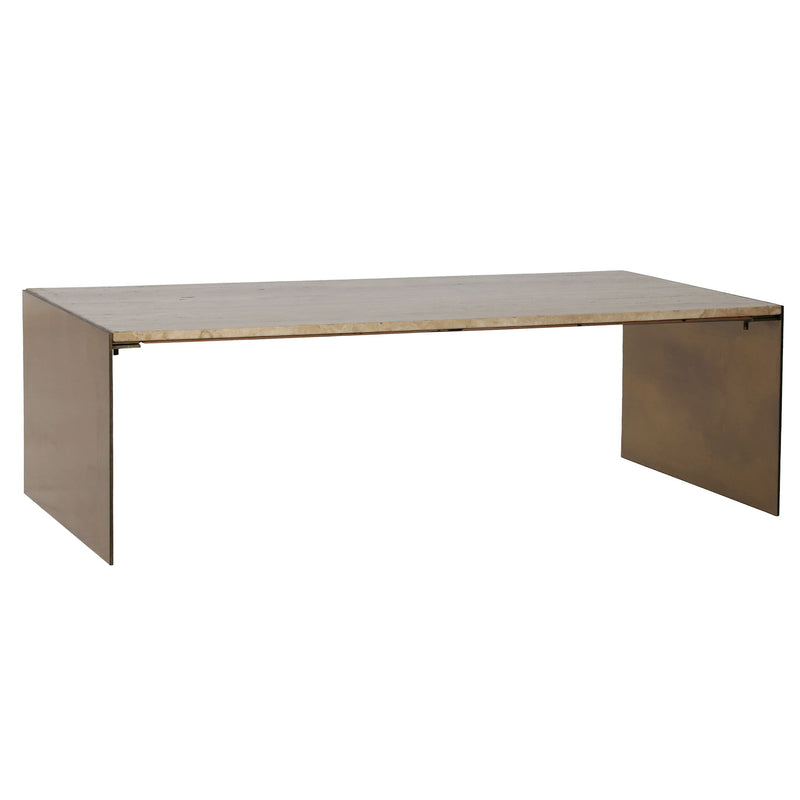 Keven - Coffee Table - Natural And Antique Brass