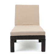 Puerta - Chaise Lounge Frame Cushion Outdoor Wicker Iron - Beige / Dark Brown - R&R Furniture Gallery (Fountain Valley, CA)