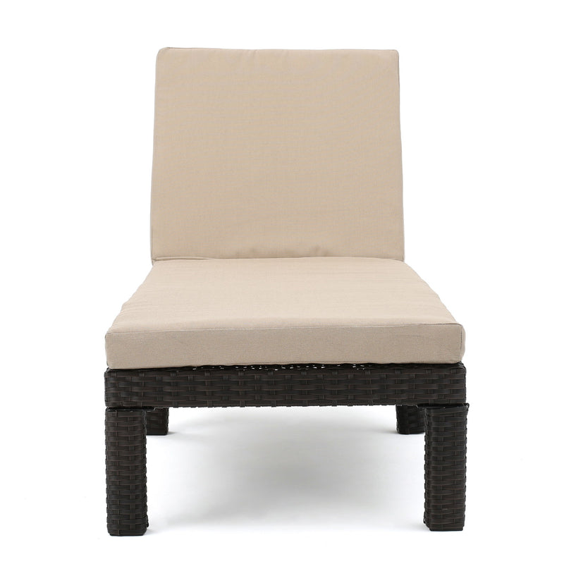 Puerta - Chaise Lounge Frame Cushion Outdoor Wicker Iron - Beige / Dark Brown - R&R Furniture Gallery (Fountain Valley, CA)