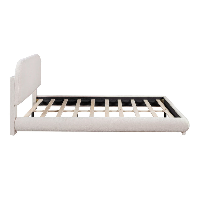 Upholstered Platform Bed With Thick Solid Frame And Stylish Curve-Shaped Design - R&R Furniture Gallery (Fountain Valley, CA)