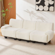 Noble House 3-seater sofa with curved armrests, stationary design, in neutral fabric, showcasing comfortable living room furniture