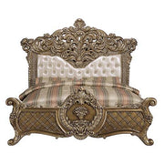 Constantine - Eastern King Bed - Synthetic Leather , Light Gold, Brown & Gold - R&R Furniture Gallery (Fountain Valley, CA)