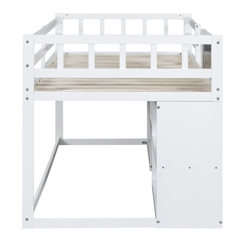 Low Loft Bed With Rolling Desk, Shelf And Drawers - R&R Furniture Gallery (Fountain Valley, CA)
