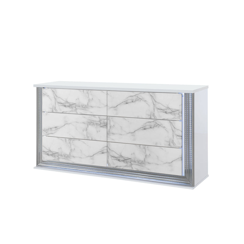 Moon - Dresser With LED Lighting - Marble - R&R Furniture Gallery (Fountain Valley, CA)