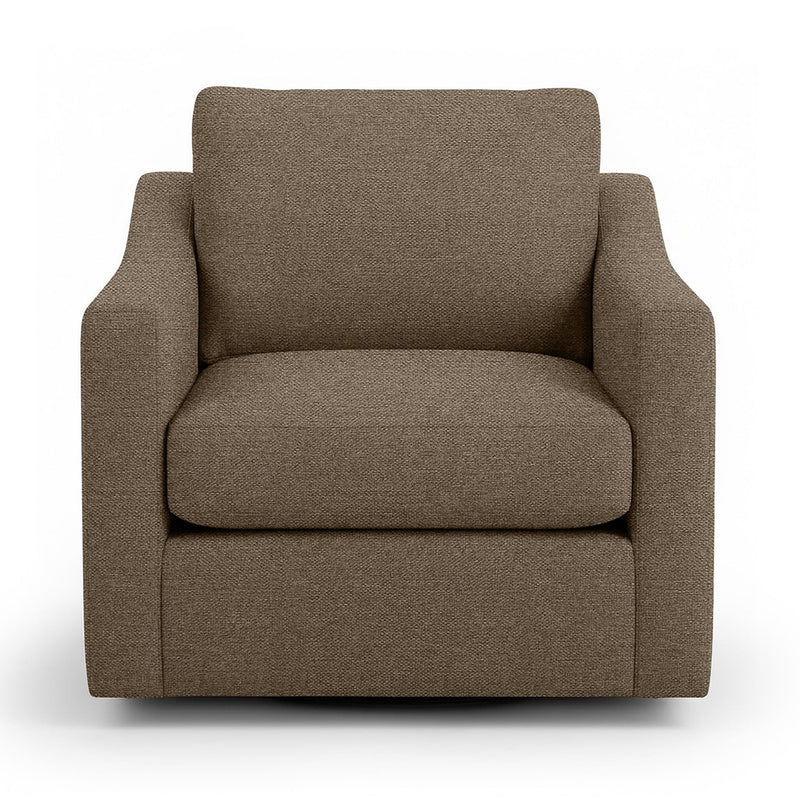 Classic Home Aspen swivel chair with upholstered seat and back, featuring a modern design and sturdy base.