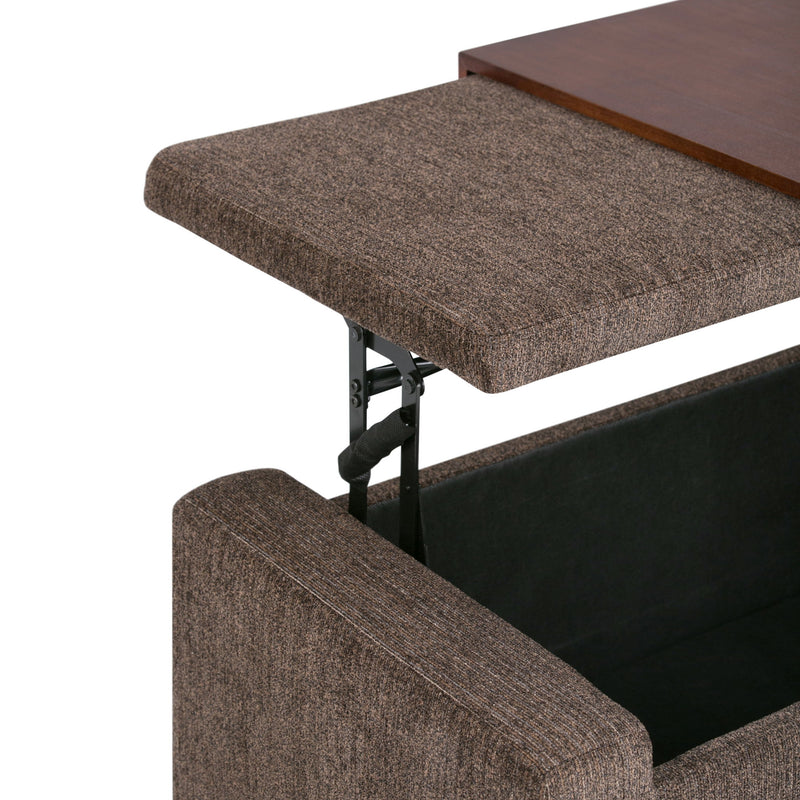 Bretton - Lift Top Storage Ottoman - Deep Umber Brown - R&R Furniture Gallery (Fountain Valley, CA)