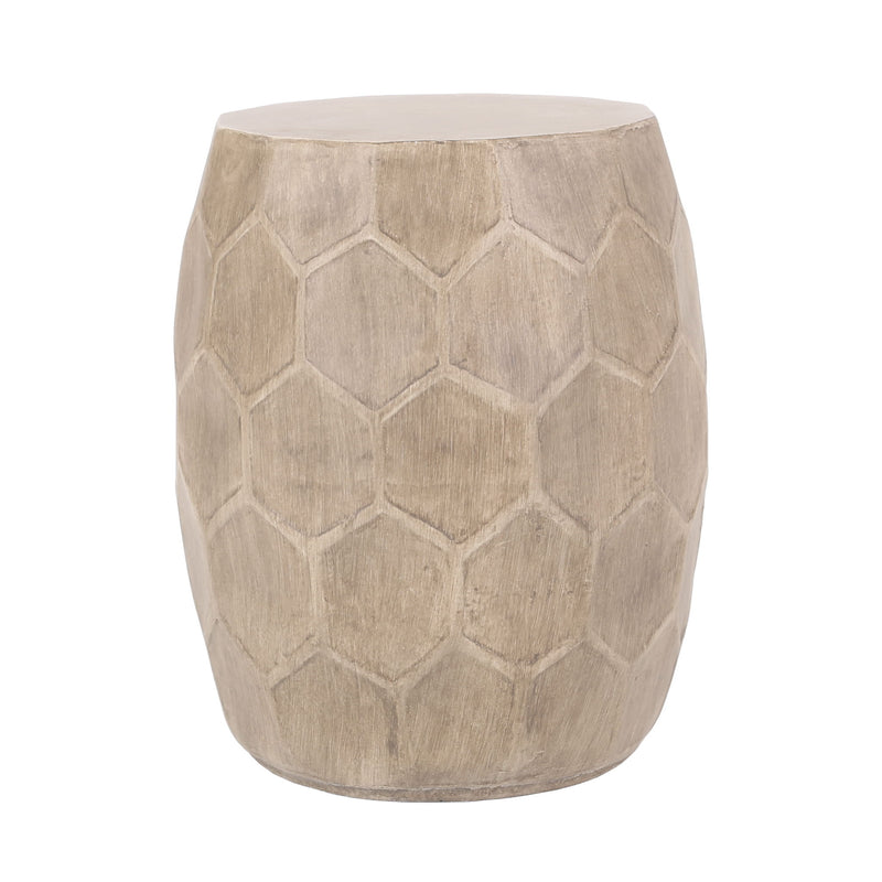 Outdoor lightweight concrete side table by Noble House with a natural finish, featuring a simple, modern design and sturdy construction.