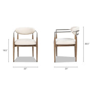 Artemis - Mixed Material Upholstered Dining Arm Chair - Warm White - R&R Furniture Gallery (Fountain Valley, CA)