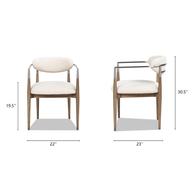 Artemis - Mixed Material Upholstered Dining Arm Chair - Warm White - R&R Furniture Gallery (Fountain Valley, CA)