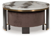 Jazmore - Nesting Cocktail Tables (Set of 2) - Brown / Brass Finish - R&R Furniture Gallery (Fountain Valley, CA)