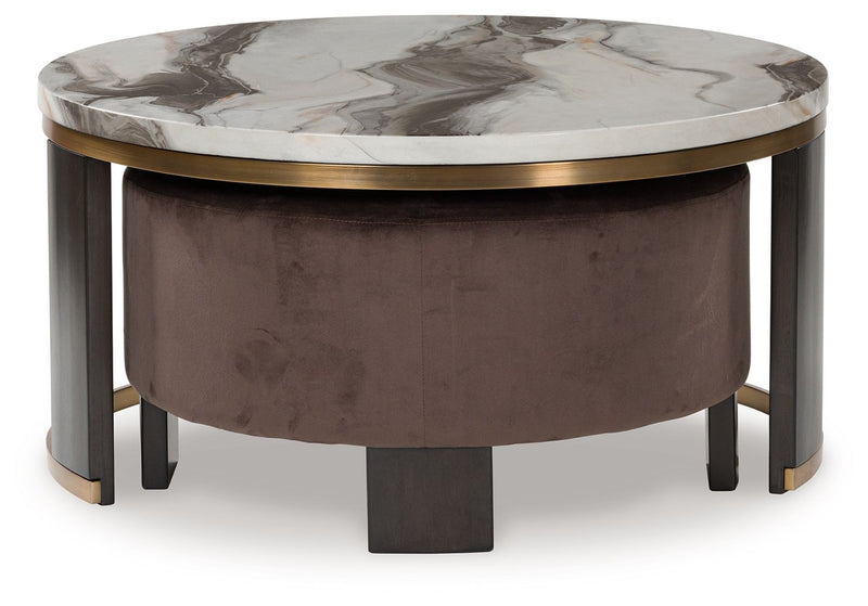 Jazmore - Nesting Cocktail Tables (Set of 2) - Brown / Brass Finish - R&R Furniture Gallery (Fountain Valley, CA)