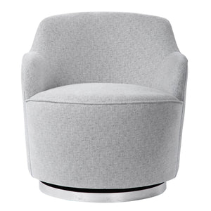 Gray Hobart casual swivel chair by Uttermost, showcasing a modern design with a cushioned seat and rotating base.