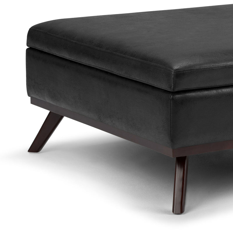 Owen - Square Coffee Table Storage Ottoman - Distressed Black - R&R Furniture Gallery (Fountain Valley, CA)