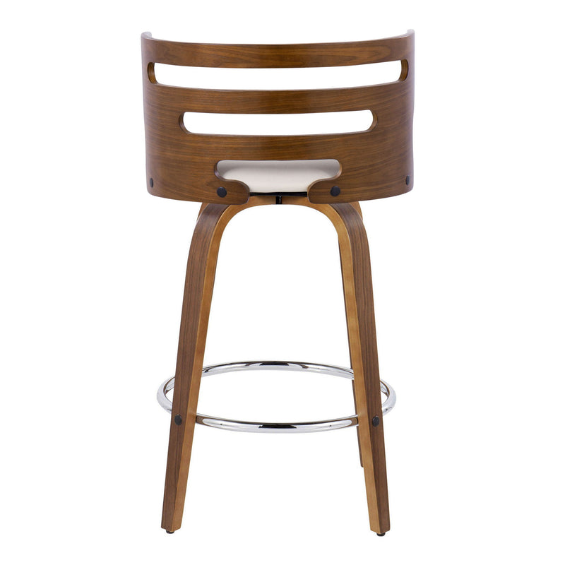 Lumi Source Cosini mid-century modern fixed height barstool set with swivel and round footrest, shown in stylish interior setting