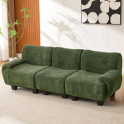 Noble House 3-seater sofa with curved armrests, stationary design, upholstered in neutral fabric, with plush cushions.