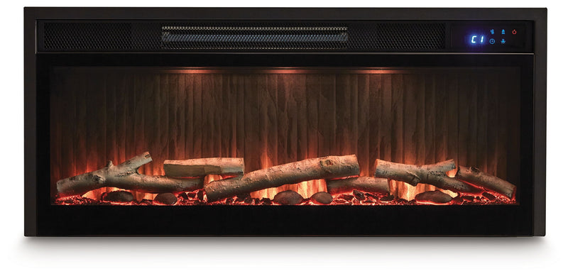 Entertainment Accessories - Fireplace Insert With Faux Birch Log Set - Black - R&R Furniture Gallery (Fountain Valley, CA)