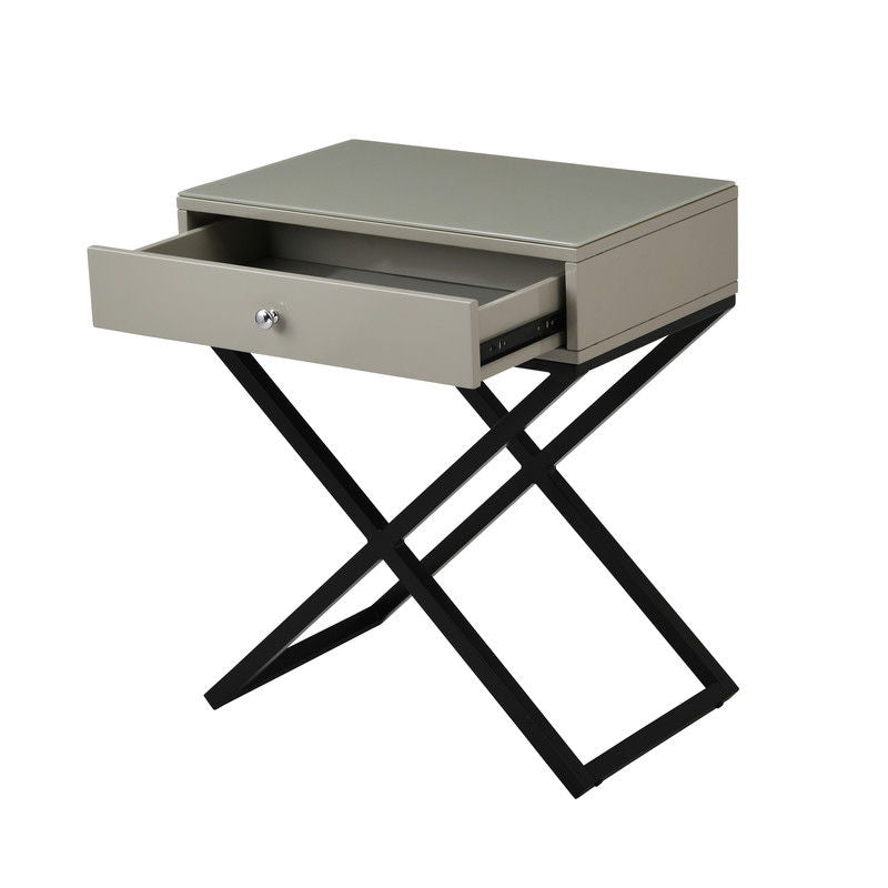Koda - End Side Table Nightstand, Drawer And Cross Base - R&R Furniture Gallery (Fountain Valley, CA)
