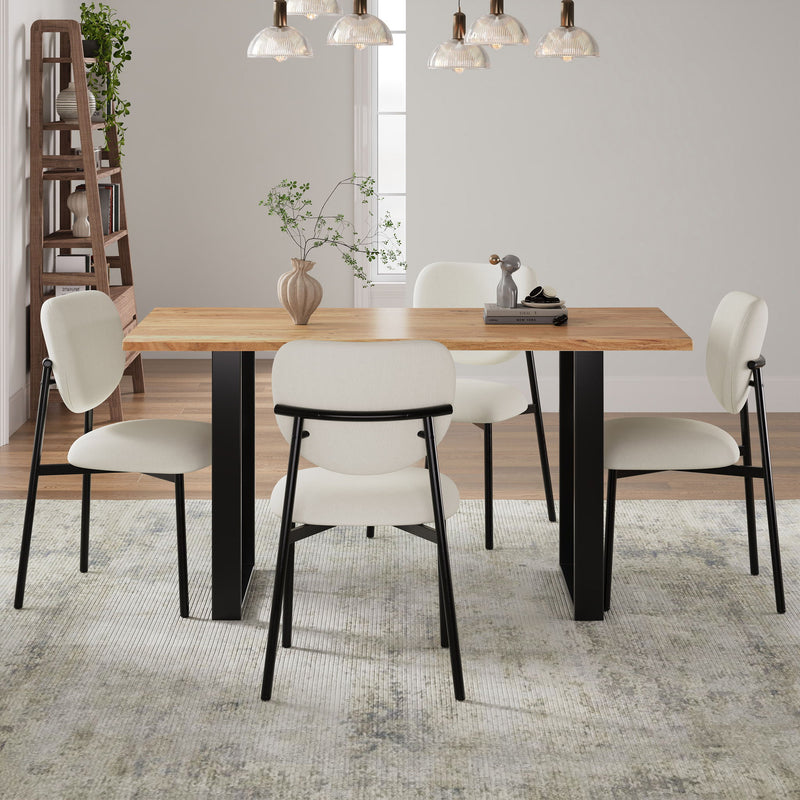 Modern Upholstered Dining Chairs With Metal Legs (Set of 2) - Beige - R&R Furniture Gallery (Fountain Valley, CA)