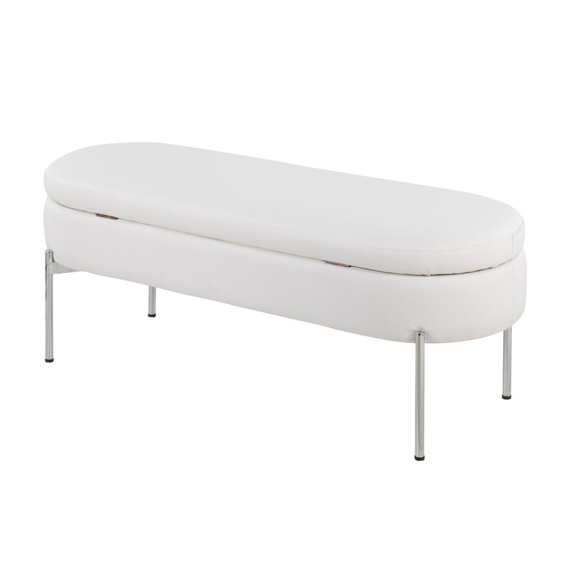 Lumi Source Chloe contemporary glam storage bench with sleek design and cushioned top for stylish seating and storage.