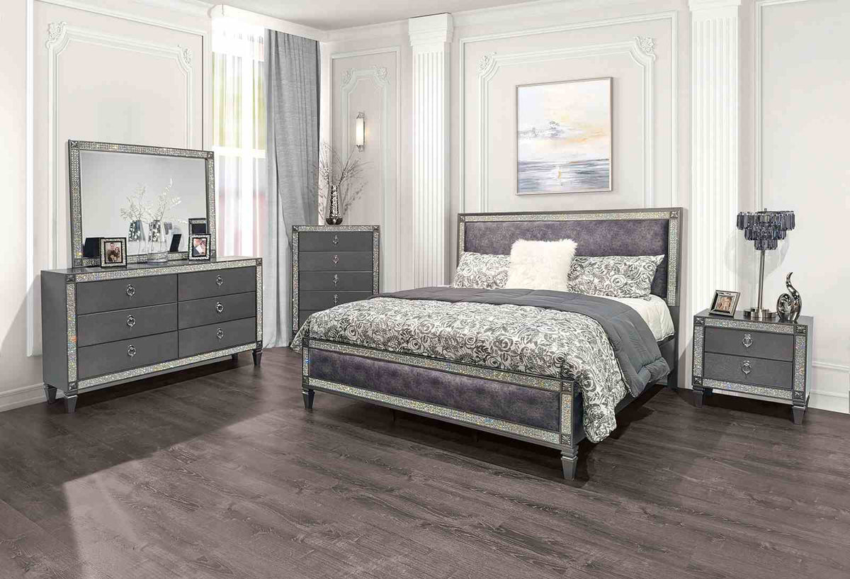 Titania - E.King Bed, Gray