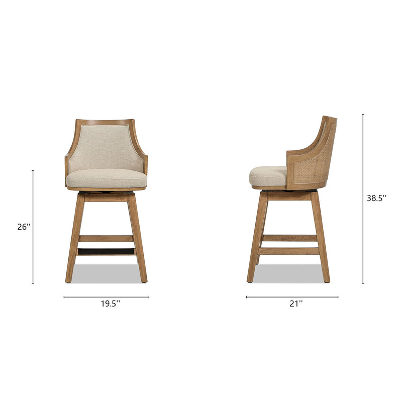 Bahama - Cane High Back Swivel Counter Stool With Recessed Arms Textured Weave - Taupe Beige - R&R Furniture Gallery (Fountain Valley, CA)