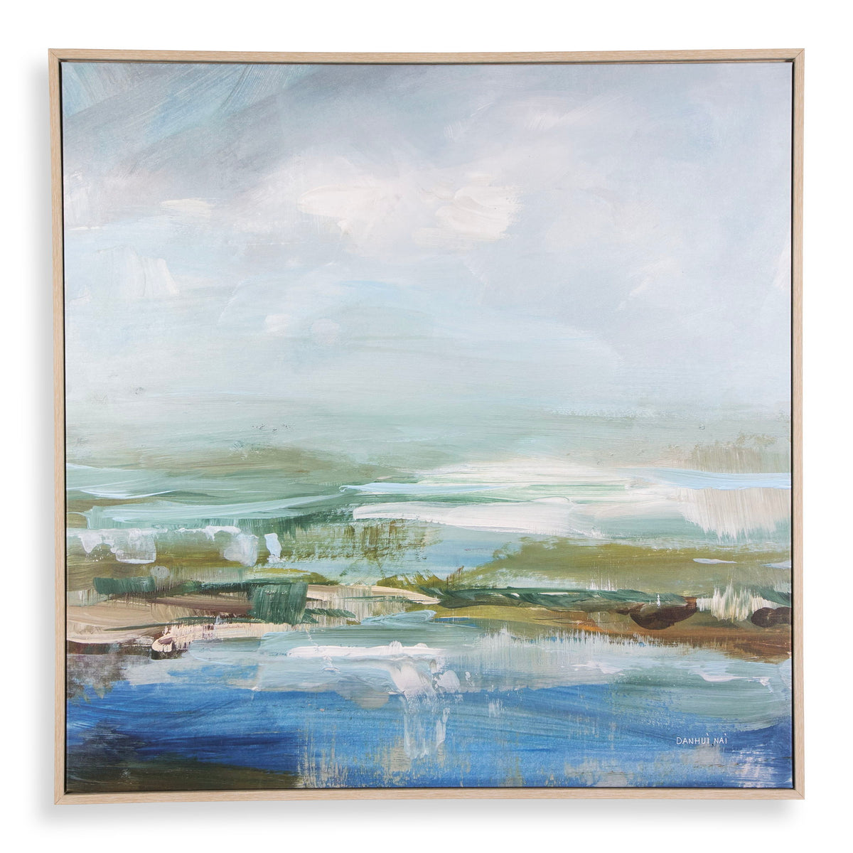 Lush Valley - Framed Canvas - Light Blue