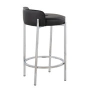 Lumi Source Chloe contemporary counter stool set with sleek design, wooden legs, and cushioned seats for modern kitchen or bar area.
