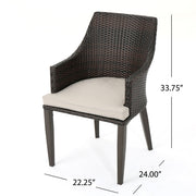 Set of two Noble House Hillhurst outdoor chairs with weather-resistant cushions, ideal for patio or garden seating.