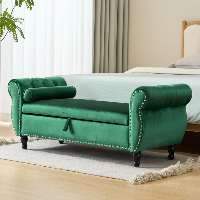 Luxurious Multifunctional Storage Ottoman Bench With Pillow - R&R Furniture Gallery (Fountain Valley, CA)