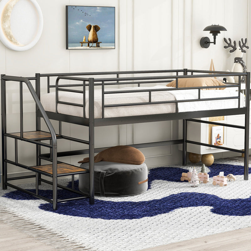 Loft Bed With Storage Stairs And Metal Frame - R&R Furniture Gallery (Fountain Valley, CA)