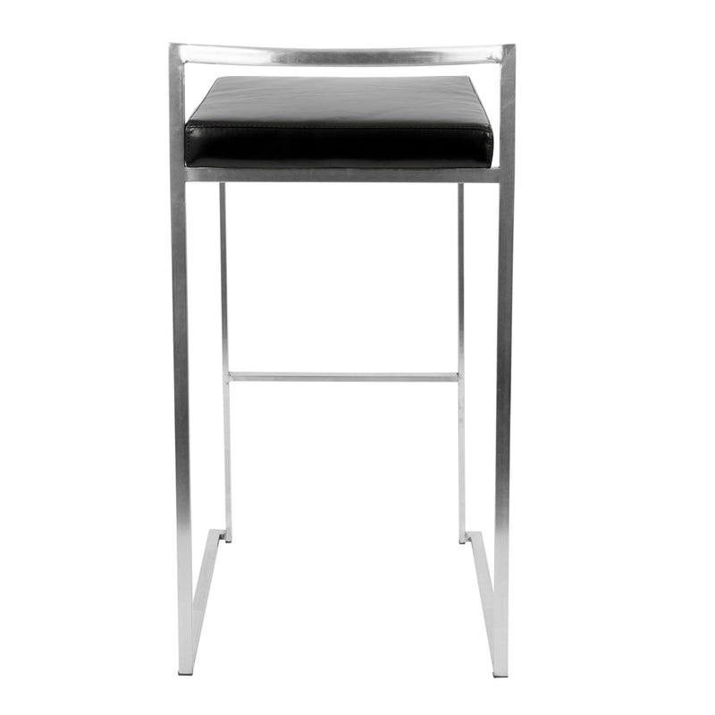 Lumi Source Fuji contemporary stackable barstool set with sleek modern design and wooden legs, shown in a stylish indoor setting.