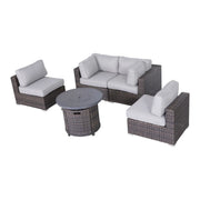 Wicker Outdoor Lounge Set With Cushions And Fire Pit - R&R Furniture Gallery (Fountain Valley, CA)