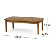 Outdoor acacia wood loveseat and coffee table set by Noble House, featuring two-piece outdoor furniture with natural wood finish.