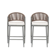 Outdoor 26" Counter Height Metal Frame Counter Stools With Scallop Shaped Backrest & Water Resistant Cushions - R&R Furniture Gallery (Fountain Valley, CA)