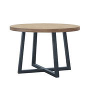 Round Dining Table With Wire Brushed Mindi Top And Mahogany Base - Wheat - R&R Furniture Gallery (Fountain Valley, CA)